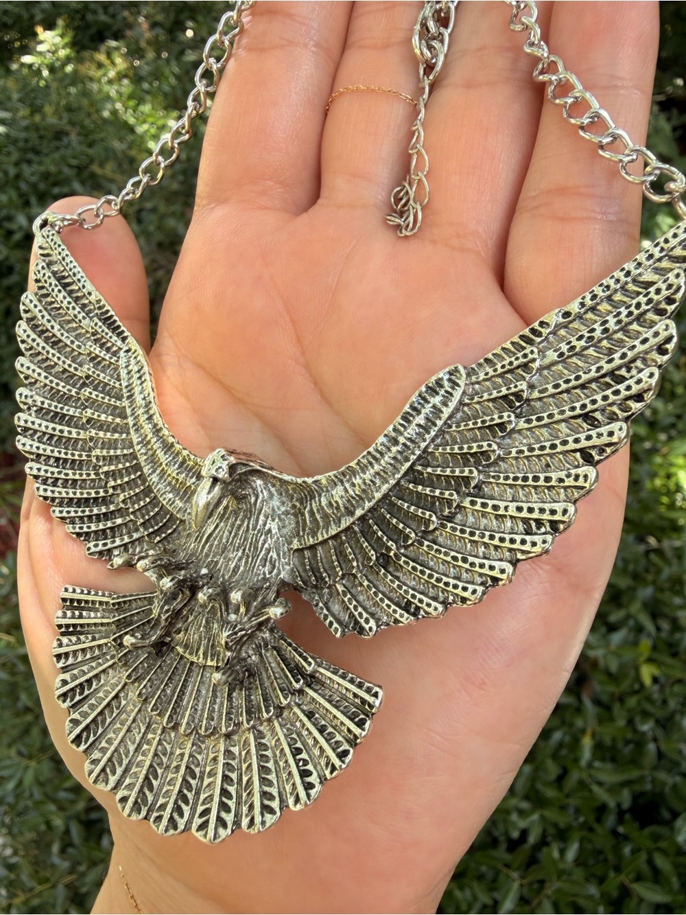 Vintage Eagle Statement Necklace - Silver Eagle Necklace - Picture 6 of 11